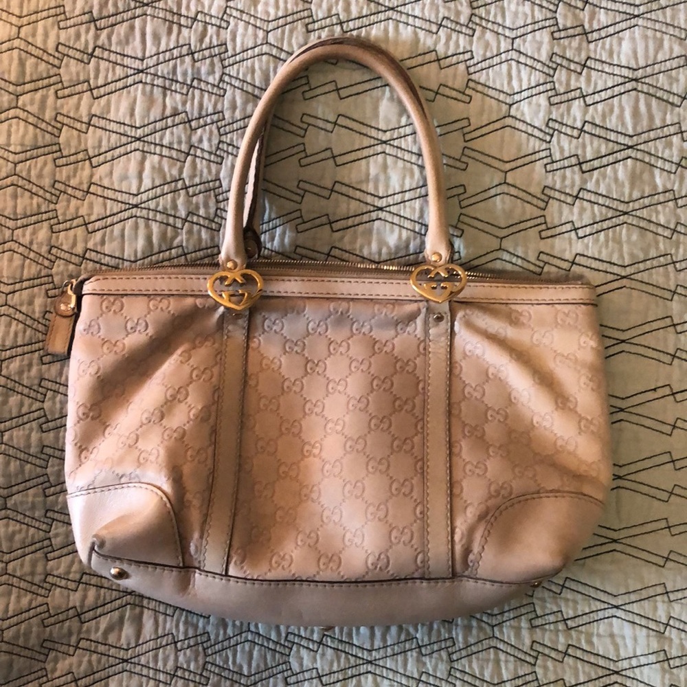 GUCCI | Guccissima Boston Bag Y2k Vintage Zippered Top Handle Hand Bag Off White